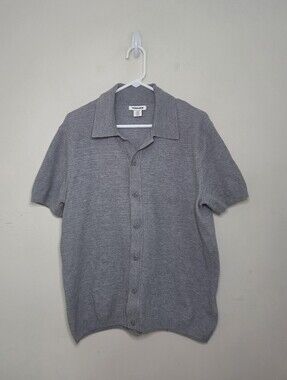 Men's Thom Aaron Gray Button Down Sweater Sz Medium